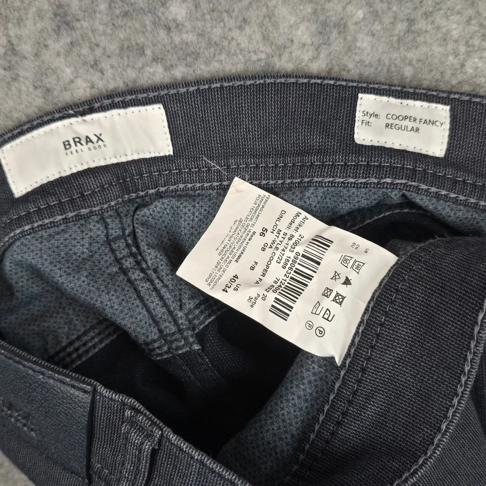 Brax Cooper Fancy Mens 40x34 Dark Blue Regular Fit Micro Texture Trousers 40/34